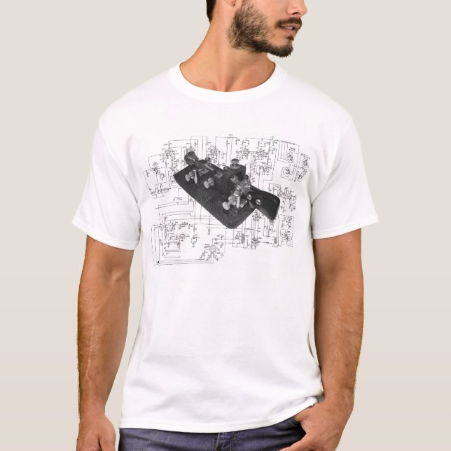 Morse Code Radio Key Schematic T-Shirt (Front)
