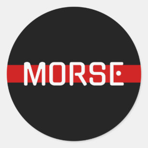 MORSE Code Red Line Design Classic Round Sticker
