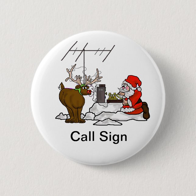 Morse Code Santa & Rudolph Customizeable Buttons (Front)