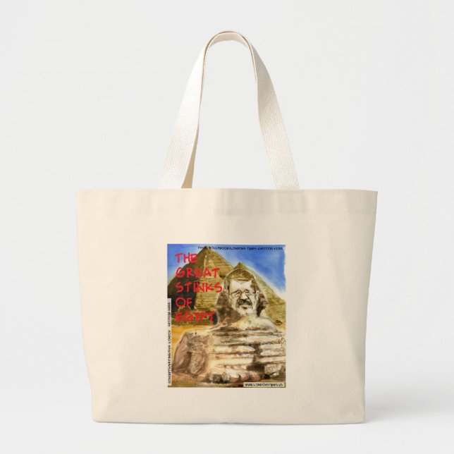 Morsi Great Stinks Of Egypt Funny Large Tote Bag (Front)