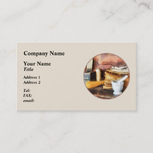 Mortar and Pestle and Box of Cocoa Business Card