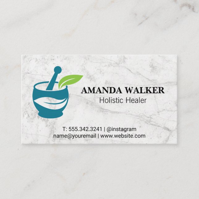 Mortar and Pestle | Holistic Medicine Logo Business Card (Front)