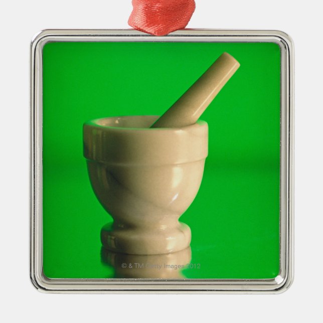 Mortar and pestle metal ornament (Front)