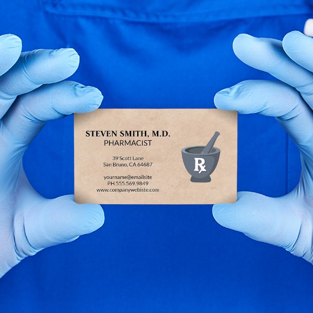 Mortar and Pestle | Pharmacist | Rx Symbol Business Card (Creator Uploaded)