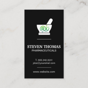 Mortar and Pestle   Rx Green Symbol Business Card