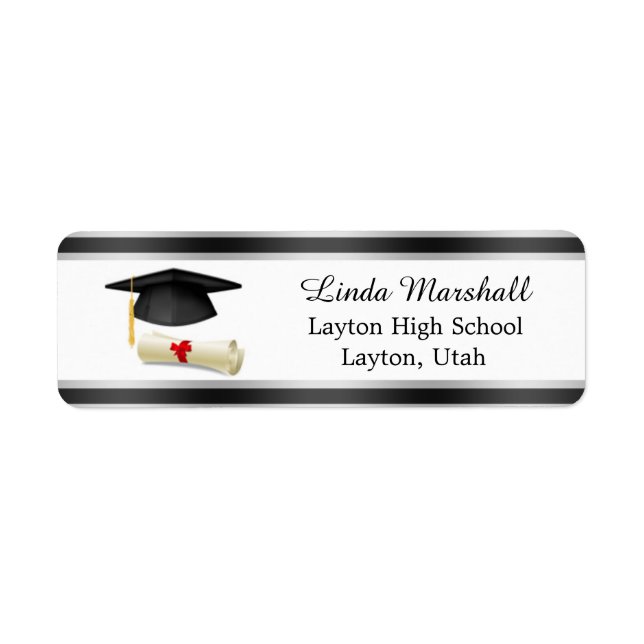 Mortar, diploma Graduation return address Label (Front)
