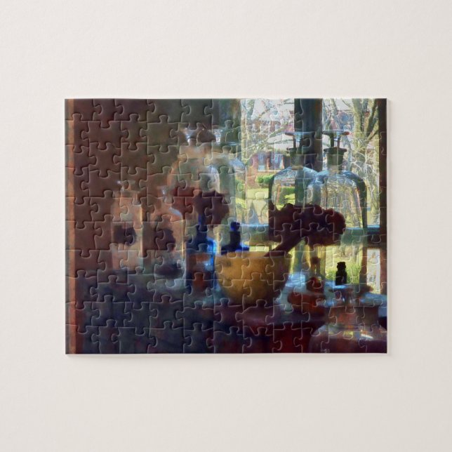 Mortar, Pestle and Bottles by Window Jigsaw Puzzle (Horizontal)