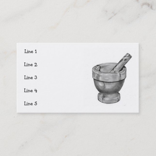 MORTAR, PESTLE: BUSINESS CARD: PENCIL ART BUSINESS CARD (Front)