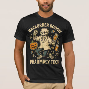 Mortar & Pestle Monster Pharmacy Tech Skeleton Hal T-Shirt