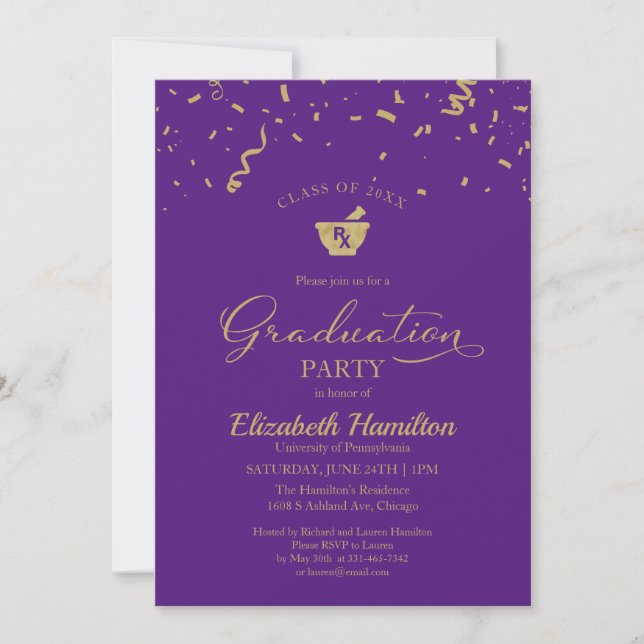 Mortar Pestle Pharmacy Grad Party  Invitation (Front)