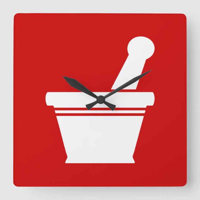 Mortar & Pestle Square Wall Clock (Front)
