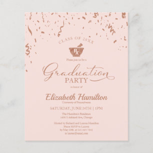 Mortar Pharmacy Grad Party Budget Invitation