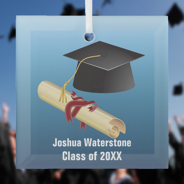 Mortarboard and Diploma Graduation  Glass Tree Decoration (Creator Uploaded)