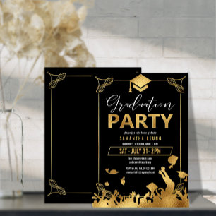 Mortarboard Graduation Party Gold/Black ID895
