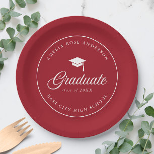 Mortarboard Script Editable Colour Graduate Paper Plate