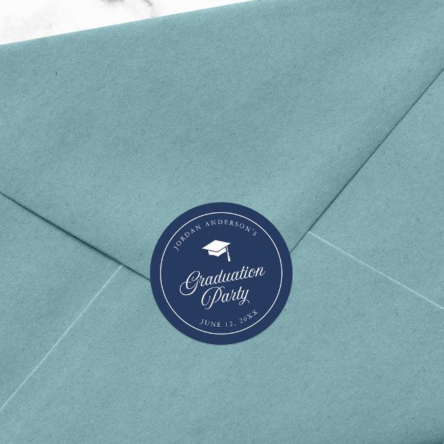 Mortarboard Script Editable Colour Graduation Part Classic Round Sticker (Creator Uploaded)