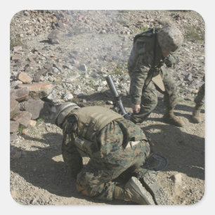 Mortarmen cover their ears and avert their eyes square sticker