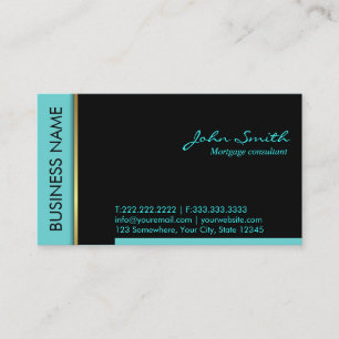 Mortgage Agent Professional Teal Border  Business Card