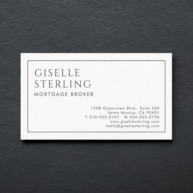 Mortgage Broker Luxury Minimalist Black White Business Card (Creator Uploaded)