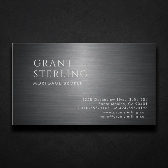 Mortgage Broker Metallic Professional Business Card (Creator Uploaded)