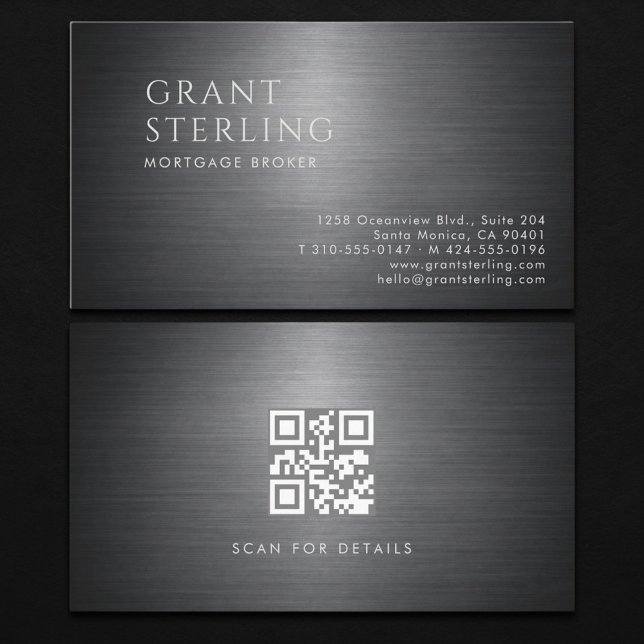 Mortgage Broker Metallic QR Code Business Card (Creator Uploaded)