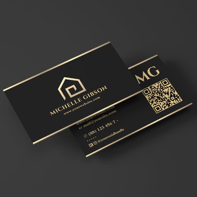  Mortgage Broker Minimal House Realtor Black  Business Card (Mortgage Broker Minimal House Realtor Black Business Card
)