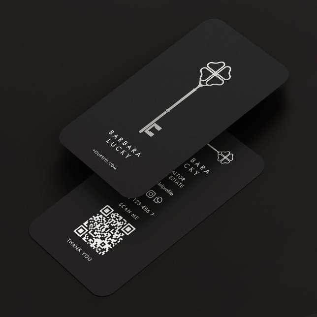 Mortgage Broker Realtor Elegant Black Silver Key Business Card (Mortgage Broker Realtor Elegant Black Silver Key Business Card
)