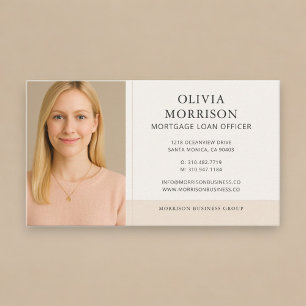 Mortgage Loan Officer Neutral Beige Photo Business Card