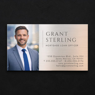 Mortgage Loan Officer Photo Metallic Business Card
