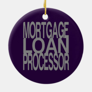 Mortgage Loan Processor in Tall Silver Text Ceramic Tree Decoration