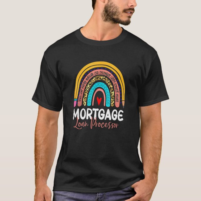 Mortgage Loan Processor Leopard Rainbow Accounting T-Shirt (Front)