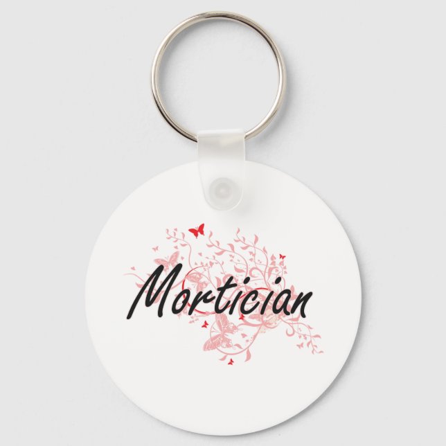 Mortician Artistic Job Design with Butterflies Key Ring (Front)