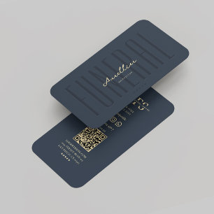 Mortician Funeral Monogram Dark Blue Modern Business Card
