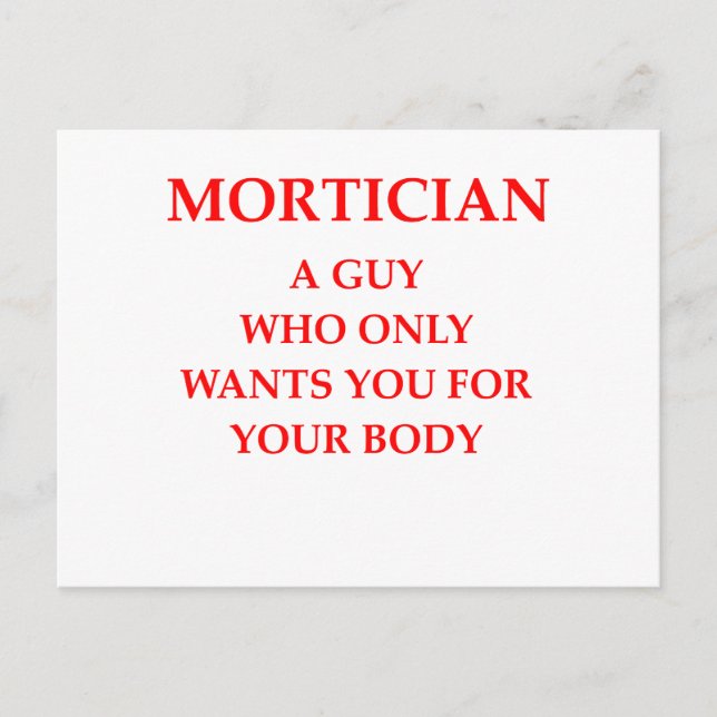 mortician joke postcard (Front)