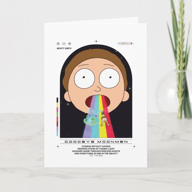Morty Goodbye Moonmen Quote Graphic Card (Front)