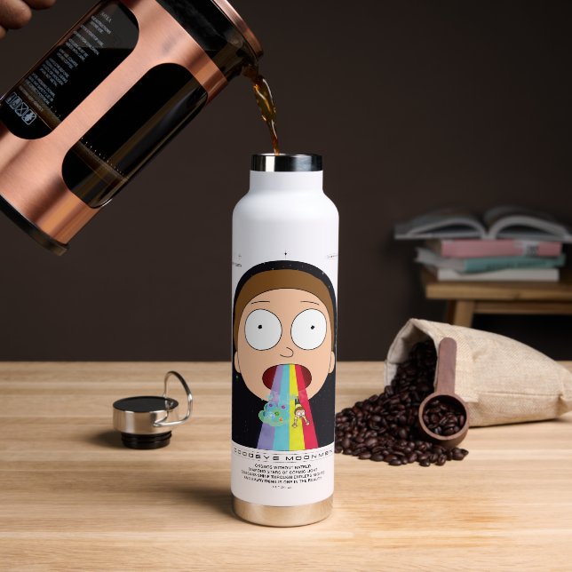 Morty Goodbye Moonmen Quote Graphic Water Bottle (Coffee)