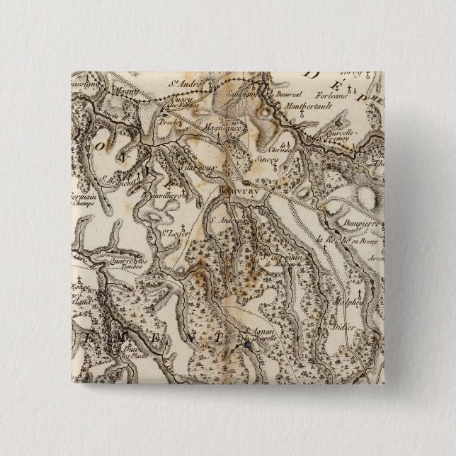 Morvan Atlas Map 15 Cm Square Badge (Front)