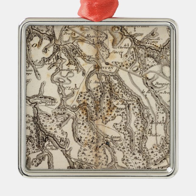 Morvan Atlas Map Metal Tree Decoration (Front)