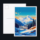 Morzine France Art Vintage Travel Illustration Postcard<br><div class="desc">Morzine France Art vintage travel place illustration</div>