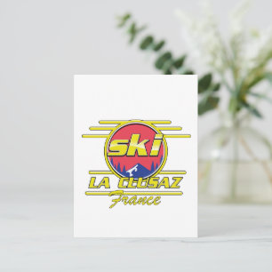 Morzine France Ski 80s logo Postcard