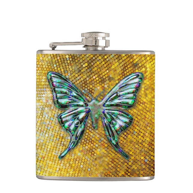 Mosaic 5 Wrapped Flask - Butterfly Option (Front)