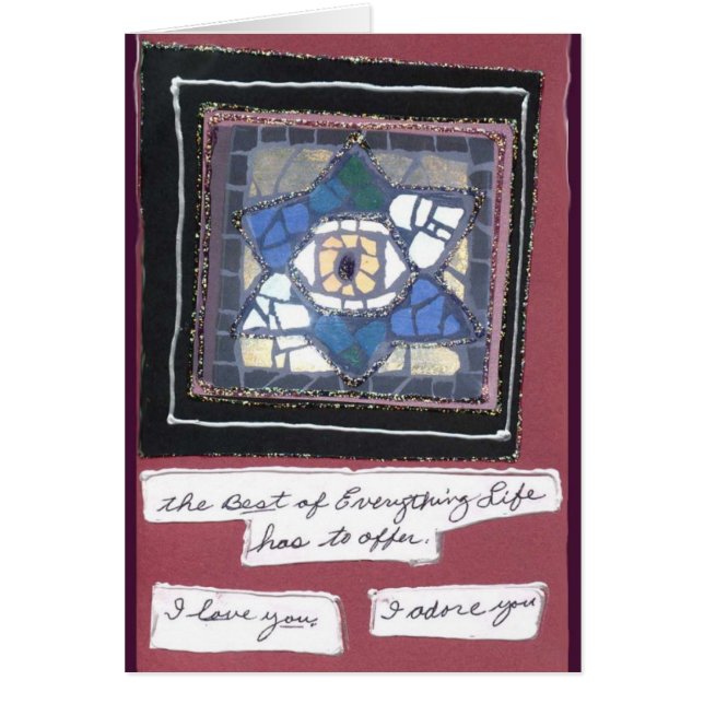 Mosaic 6 Hearts Star w/Evil Eye Hand Written (Front)