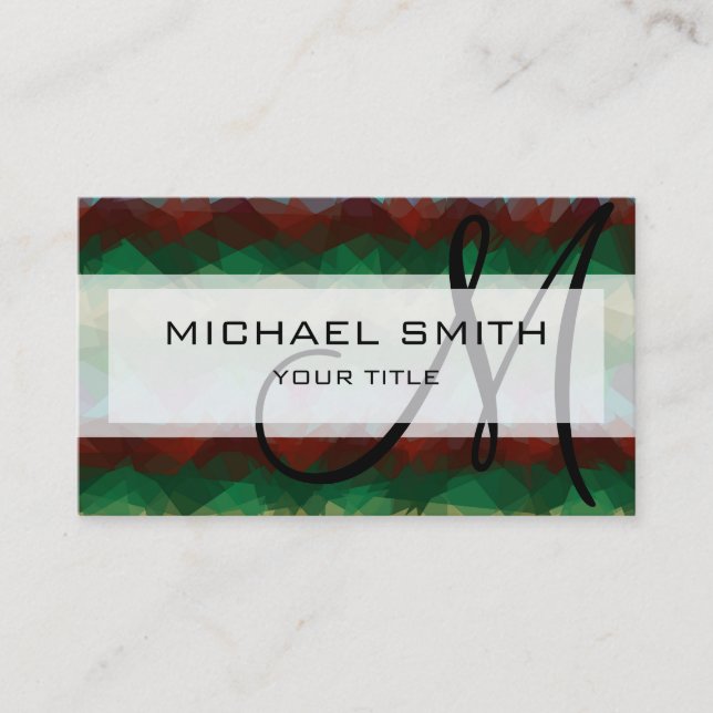 Mosaic Abstract Art Custom Monogram #5 Business Card (Front)