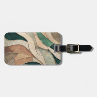 Mosaic Abstract art - Taupe and Emerald Luggage Tag