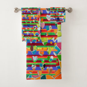 Mosaic Abstract Heart Bath Towel Set