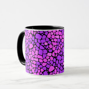 Mosaic abstract pattern tile crimson purple black mug