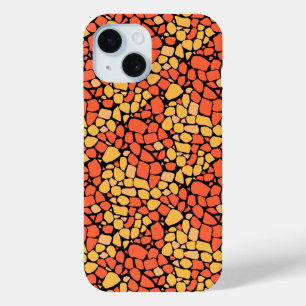 Mosaic abstract pattern tile yellow orange black iPhone 15 case