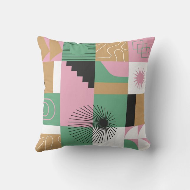 Mosaic Abstract Throw Pillow (Back)