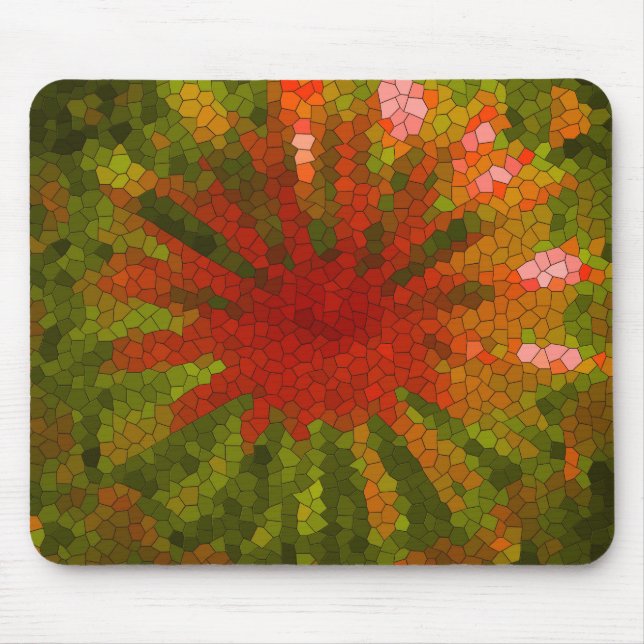 Mosaic Abstract Tile in Reds and Greens Mouse Pad (Front)
