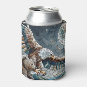 Mosaic Ai Art   Brown Bear and an Eagle Full Moon Can Cooler